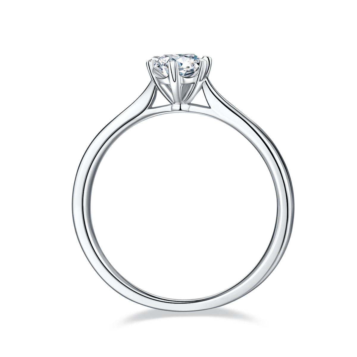 Straight arm sandwich six claw S925 silver plated platinum Moissanite women's ring 50 points D-grade
